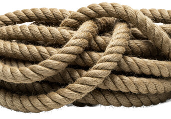 Fototapeta premium Close up shot of a coiled natural fiber rope on a dark surface