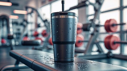 Matte Tumbler with Water Droplets on Gym Bench
A realistic mockup of a sweat-covered tumbler on a gym bench, with blurred background equipment. Targets athletic, sports, and hydration-centered campaig