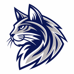 A sleek, stylized cat head logo, perfect for pet related vector illustration