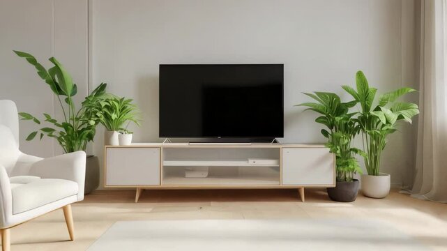 Modern bedside table and TV: harmony of simplicity in the interior