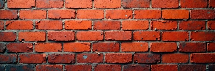 Obraz premium Weathered red brick wall texture, aged bricks, uneven mortar , grungy, red brick