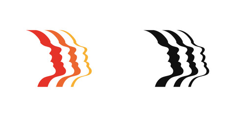 Abstract singing human heads logo. Choir symbol vector design element.