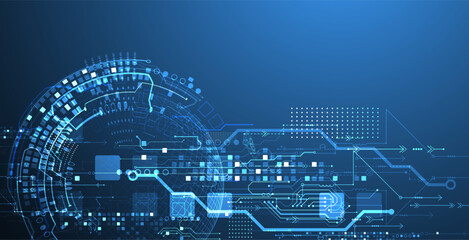 Abstract circuit board background with sphere. Hi-tech digital technology concept. Vector.