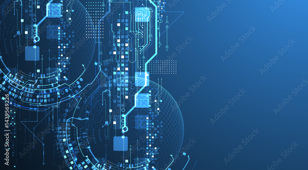 Fototapete Abstract circuit board background with sphere. Hi-tech digital technology concept. Vector.