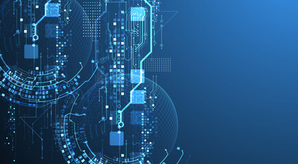 Obraz premium Abstract circuit board background with sphere. Hi-tech digital technology concept. Vector.