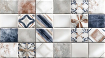 Fototapeta premium Decorative, patterned wall tiles in various colors and designs