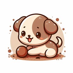 cute chinesse illustration of Baby earth Dog isolated on white background
