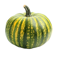 Green and Yellow Striped Pumpkin Isolated on Black Background