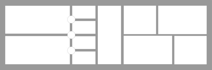 Mood board or photo image layout template. Blank mosaic collage art grid. Picture frame composition. portfolio. Photo gallery arrangement design concept for presentation, poster,&nbsp;mockup.&nbsp; EPS 10 .