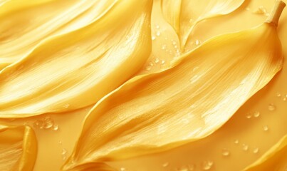 Obraz premium Delicate Yellow Petals with Water Droplets on Soft Yellow Background
