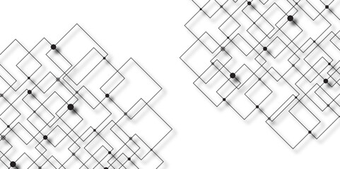 Abstract background with cubes. Modern geometric background. Vector abstract technology on a white background. Minimal geometric white background with black line abstract design.