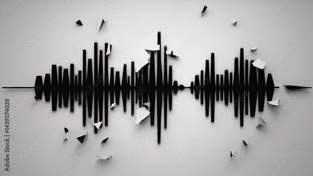 Poster Abstract concept of silence shown as disappearing waveform in fog. 