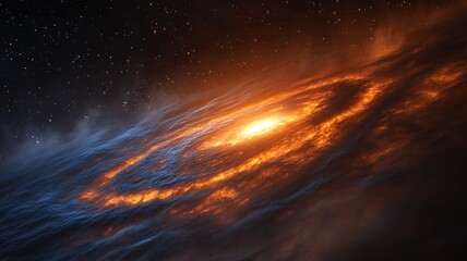 Fototapeta premium Fiery Galaxy Spiral: Cosmic Wonder galaxy spiral galaxy space cosmos universe astronomy celestial