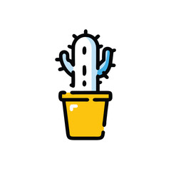 cactus in pot on white background for web and graphic design