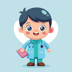 Adorable Cartoon Doctor in Action vector illustration