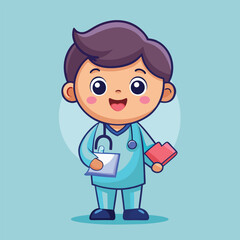 Adorable Cartoon Doctor in Action vector illustration