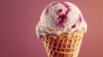 Ice cream on waffle cone