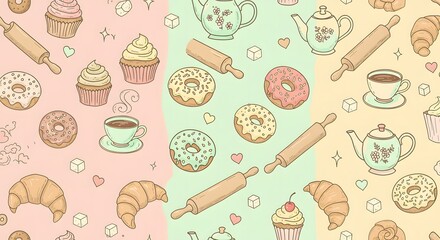 Cute Bakery Items Pattern