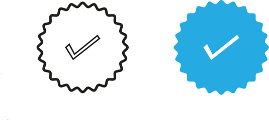 Blue and gray check mark tick verification icon symbol vector  social media verification icon set  blue verified icon and black verified icon   