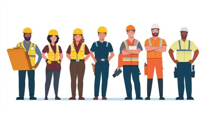 Diverse Team of Construction Workers: A United Front of Skilled Professionals