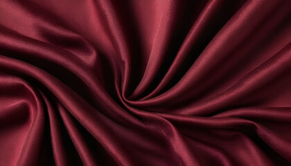 Fototapeta premium Deep burgundy silk fabric drapes in elegant folds. Rich, luxurious texture