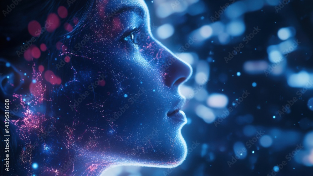 Poster a futuristic profile of a woman