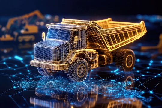 3D Wireframe Dump Truck