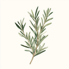 Obraz premium Watercolor herb elegantly painted. minimalist illustration showcases fresh rosemary
