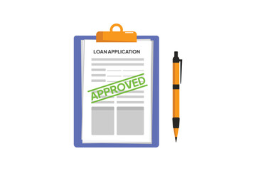 Approved loan application form. Banking and credit concept. Vector flat design isolated