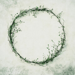 Green wreath encircles blank space, offering sense of natural peace