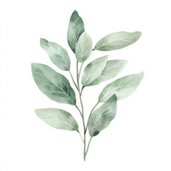 Fototapeta premium Painted leaf glows, delicate botanical minimalist watercolor art piece