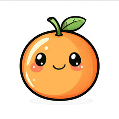 Obraz premium Cute cartoon orange orange simple line art simple bold outlines no shading isolated on a white background