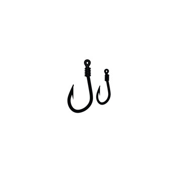 recommend clip art: Fishing hook silhouette on white background