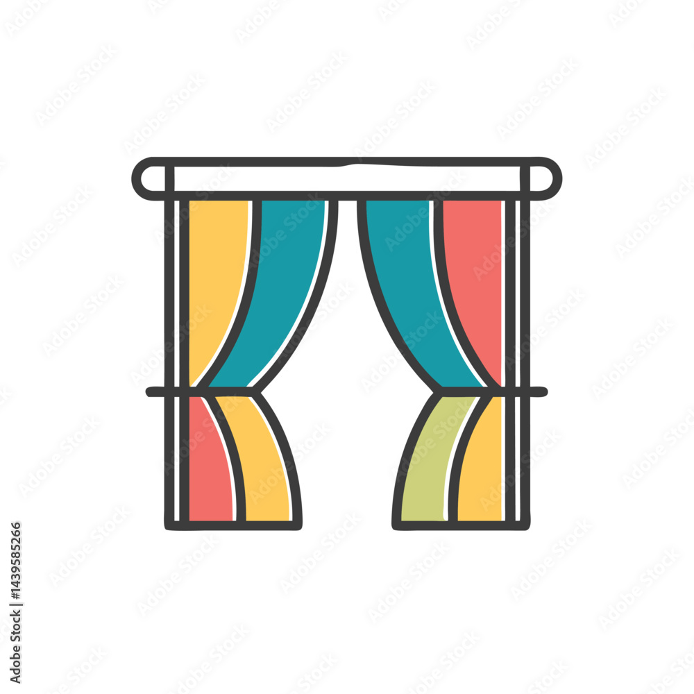 Poster curtains on white background for web and graphic design