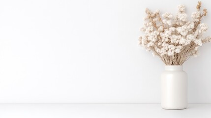 Simple, elegant dried flower arrangement in a vase
