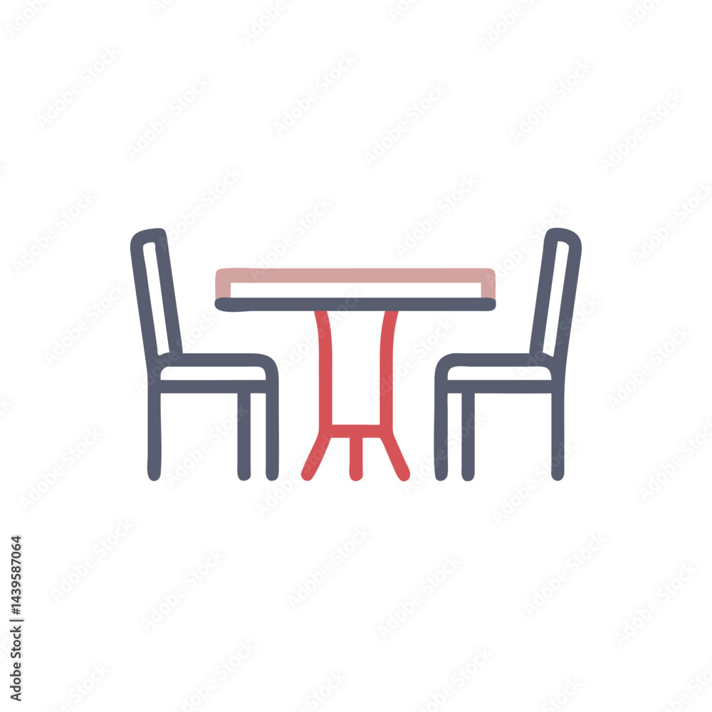 Poster dining table with chair on white background for web and graphic design