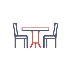 dining table with chair on white background for web and graphic design