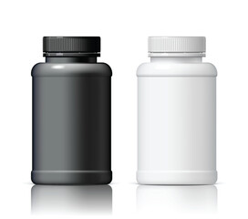 Realistic plastic bottle In black and white. Mock Up Template. Vector illustration