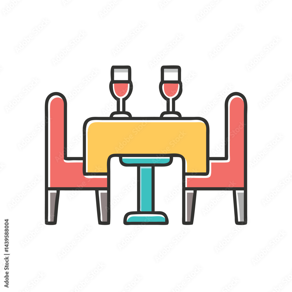 Poster dining table with chair on white background for web and graphic design
