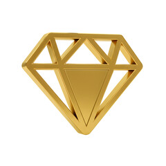 Elegant golden diamond icon on a pristine white backdrop showcasing brilliance