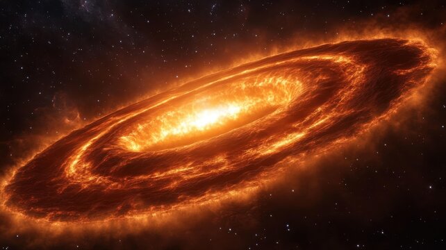 Fototapeta Fiery Galaxy Disc: Cosmic Energy and Stellar Glow galaxy fiery disc space cosmic universe star glow