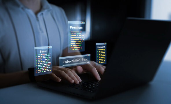 Subscription plan offers exclusive access to premium content, special discounts, and priority support.	Subscription plan concept. Paid online service subscription plan.