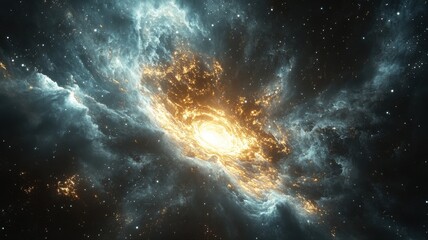 Fototapeta premium Cosmic Eye: Golden Nebula with Starry Sky nebula galaxy space cosmos universe stars astronomy cosmic