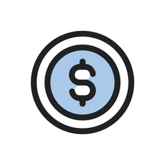 dollar coin on white background for web and graphic design