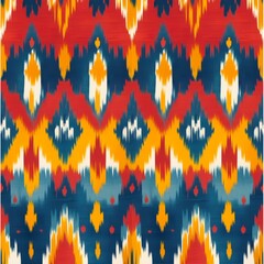 Colorful Tribal Ikat Seamless Pattern - Ethnic Sunset Inspired Textile