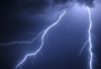 lightning bolt striking through a dark cloudy sky