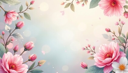 Fototapeta premium Delicate floral repeat, pastel tones, soft focus, romantic, soft flowers, delicate