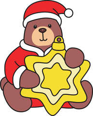 Illustration of cute bear icon.
Funny bear in daily activities elements.