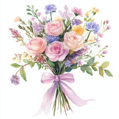 Gentle watercolor flower evoke tender emotion and romantic mood