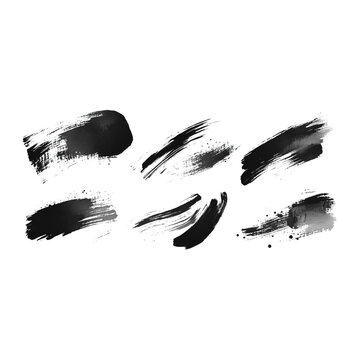 Artistic black paint strokes create dynamic and expressive design element